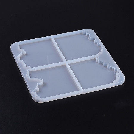 Honeyhandy Cup Mat Silicone Molds, Resin Casting Molds, For UV Resin, Epoxy Resin Jewelry Making, Square with Sea Wave, White, 233x234x10mm
