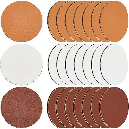 OLYCRAFT 60Pcs 3 Colors Round Leather Tags 1.6 Inch/40mm Leather Blank Label Non-Holes Blank PU Leather Tags for Stamping DIY Labels Jeans Bags Shoes Hat Accessories DIY Crafts