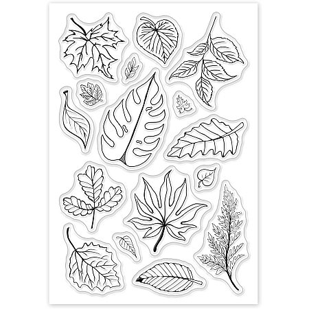 GLOBLELAND Leaves Clear Stamps Silicone Stamp Cards Tree Leaf Clear Stamps for Card Making Decoration and DIY Scrapbooking
