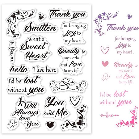 GLOBLELAND Love Blessing Words Silicone Clear Stamps Lace Corner Transparent Stamps for Birthday Valentine's Day Cards Making DIY Scrapbooking Photo Album Decoration Paper Craft