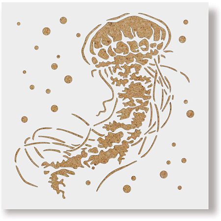 BENECREAT 12x12 Inches Jellyfish Stencils Sea Creature Painting Stencils for Art Painting on Wood, Scrabooking Cardmaking and Christmas DIY Wall Floor Decoration