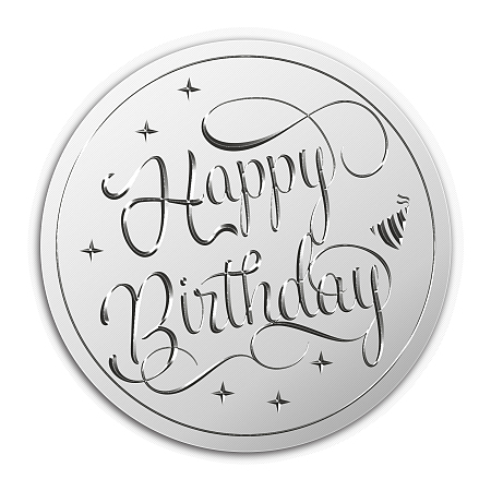CRASPIRE 100pcs Self Adhesive Silver Foil Embossed Stickers Medal Decoration Sticker, Happy Birthday Pattern Stickers Certification Graduation Corporate Notary Seals Envelope (Happy Birthday)