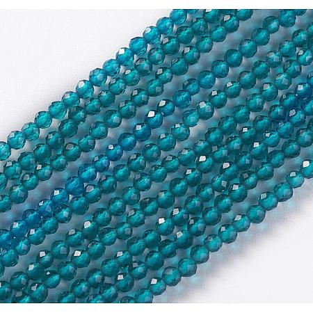 ARRICRAFT Glass Beads Strands, Faceted, Round, Steel Blue, 2x2mm, Hole: 0.4mm, about 193~197pcs/strand, 14.17 inches~15.51 inches(36~39.4cm)