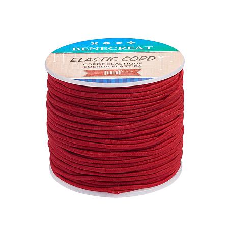 BENECREAT 2mm 55 Yards Elastic Cord Beading Stretch Thread Fabric Crafting Cord for Jewelry Craft Making (Dark Red 1)