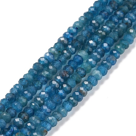Honeyhandy Natural Apatite Beads Strands, Faceted, Rondelle, 3x2mm, Hole: 0.5mm, about 175pcs/strand, 15.16 inch(38.5cm)