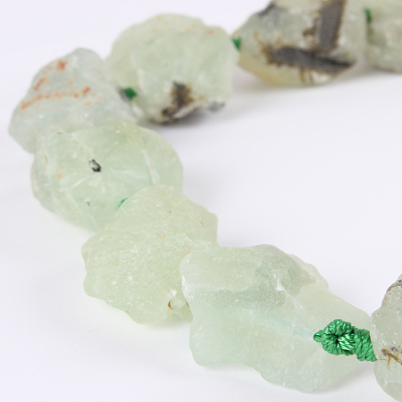 Honeyhandy Natural Gemstone Prehnite Rough Nuggets Bead Strands, 13~40x10~26x10~23mm, Hole: 2mm, about 14~19pcs/strand, 16.54 inch