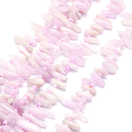 Honeyhandy Natural Kunzite Beads Strands, Nuggets, 9.5~30x4.5~7.5x1.5~5mm, Hole: 0.8mm, about 80pcs/strand, 15.75 inch(40cm)