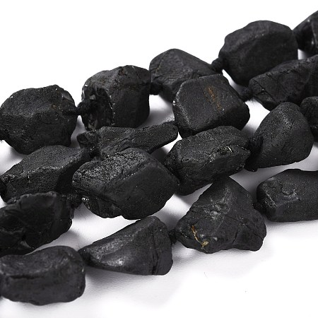 Honeyhandy Rough Raw Natural Black Spinel Beads Strands, Nuggets, 12~16x9.5~11x6~8.5mm, Hole: 0.8mm, about 28~30pcs/strand, 16.34''(41.5cm)
