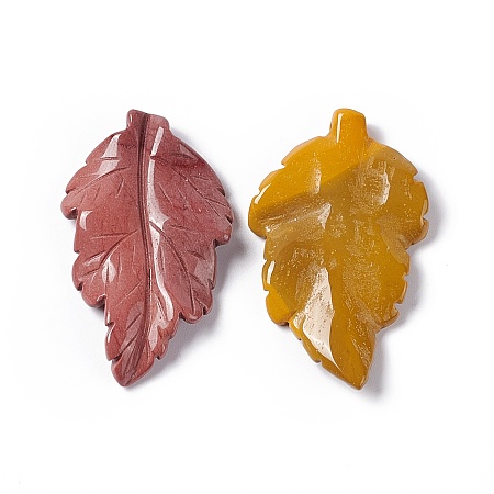 Honeyhandy Natural Mookaite Pendants, Leaf Charms, 41.5x25~26x5mm, Hole: 0.8mm