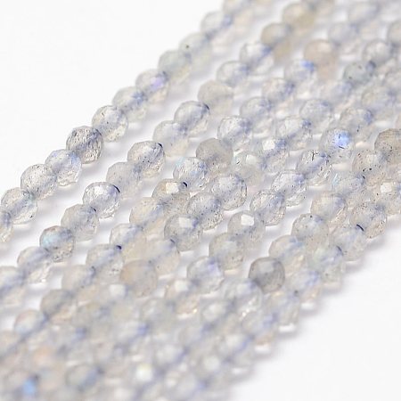 Honeyhandy Natural Labradorite Beads Strands, Faceted, Round, 2mm, Hole: 0.5mm, about 175pcs/strand, 14.9 inch(38cm)