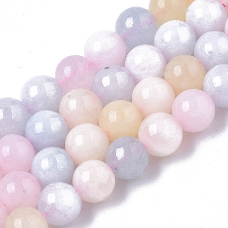 ARRICRAFT Natural Chalcedony Beads Strands, Dyed & Heated, Imitation Morganite Color, Round, Mixed Color, 8.5x8mm, Hole: 1mm, about 47pcs/strand, 15.16 inches