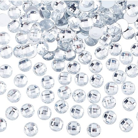 FINGERINSPIRE 200 Pcs 14mm Flat Back Round Acrylic Rhinestone Gems with Container Clear Circle Crystals Bling Jewels Acrylic Jewels Embelishments for Costume Making Cosplay Jewels Crafts