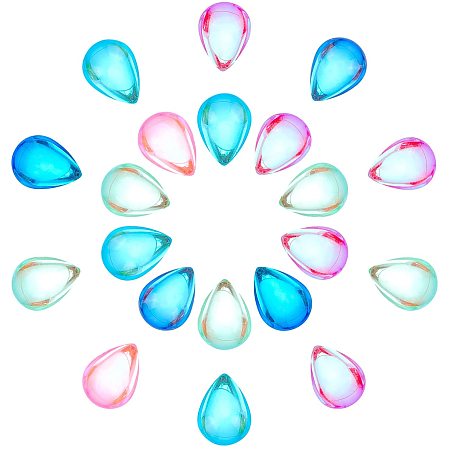 SUNNYCLUE 1 Box 20Pcs Teardrop Transparent K9 Glass Cabochons 14x10mm Flat Back Clear Water Drop Cabochon Dome Tiles for Earring Necklace Bracelet Jewelry Making Keychain Decor