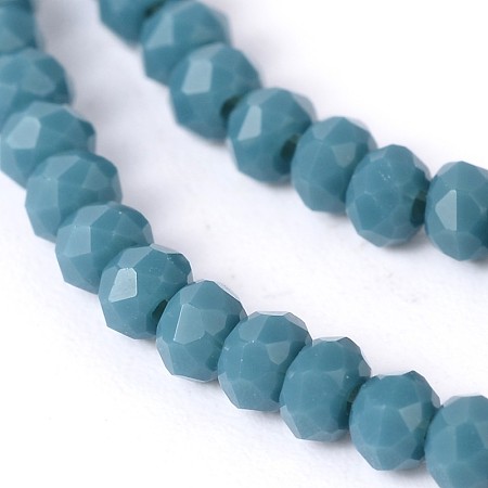 Arricraft Imitation Jade Glass Faceted Rondelle Beads Strands, Dark Cyan, 3x2mm, Hole: 1mm, about 198pcs/strand, 15.7 inches