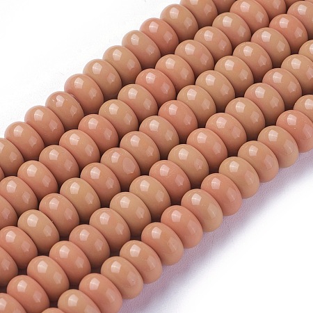 Opaque Solid Color Glass Beads Strands, Rondelle, Sandy Brown, 8x3~5mm, Hole: 1.5mm, about 88~90pcs/strand, 15.7 inches(40cm)