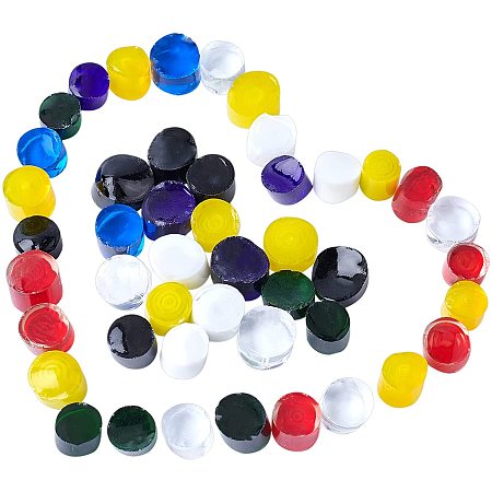GORGECRAFT 40pcs Millefiori Lampwork Glass Beads Mosaic Craft Supplies Fused Fusible Flat Round Loose Spacer Bead 9x7mm for DIY Jewelry Making Crafts, Pure Color