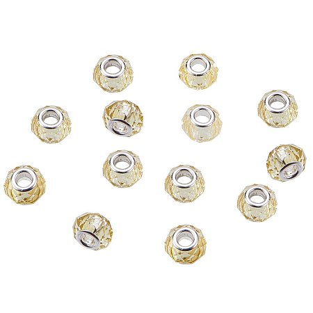 NBEADS 100Pcs Crystal Glass Charms, Faceted Lampwork Beads Large Hole European Charms Beads fit Bracelet Jewelry Making