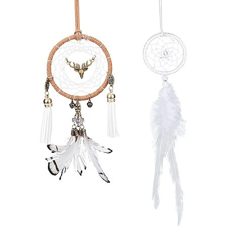 CHGCRAFT 2Pcs 2 Style 14 Inch Dream Catchers for Cars Rear View Mirror Feather and Tassel Handmade Dream Catcher Wall Hanging Car Decor Car Charm Ornament for Home Decorations Wedding Party Gift