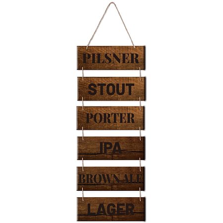 Arricraft 1 Set Beer Brown Ale Alcohol Theme Wooden Hanging Sign Decorative Plaque Rustic Connected Wall-Mounted Hanging Slatted Sign Wall Art for Beer Bar Brasserie Decor 35.4x11.8in