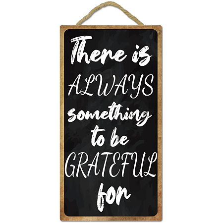 Arricraft Wall Hanging Decorative Wood Sign There is Always Something to be Grateful for Rectangle Wall Decor Art Hanging Sign for Home Decor 9.8x5.1x0.19in