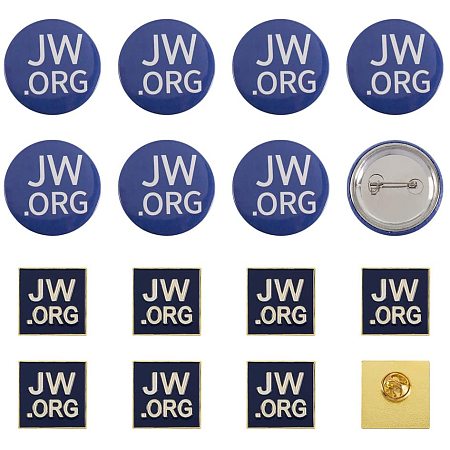 PandaHall 20PCS JW.ORG Round & Square Blue Lapel Pin - Jehovah Witness JW.org Iron Safety Brooches for Hat Shirt Suits