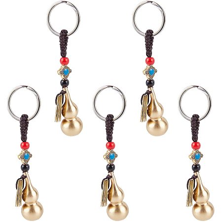NBEADS 5 Pcs Key Chain, Wu Lou Keychains Feng Shui Coins Key Chain Calabash Decorations Pendant Key Rings for Good Luck Fortune
