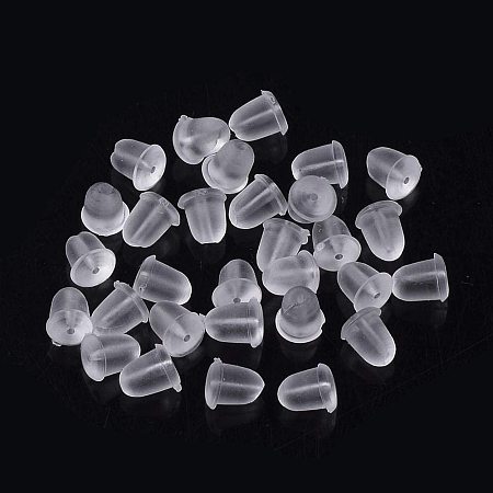 Pandahall Elite 10000pcs Clear Rubber Bullet Clutch Earring Backs Plastic Earring Bullet Backs Earring Safety Stopper Replacement for Fish Hook Earring, Ear Stud and Posts