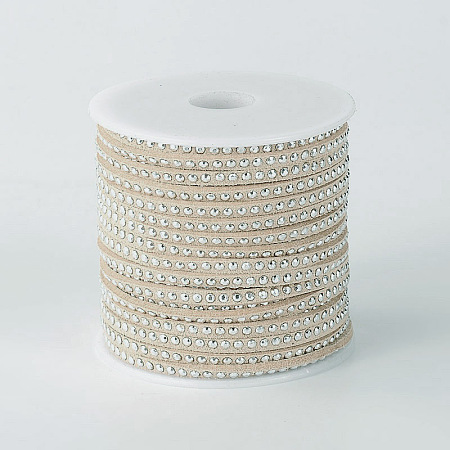 Rivet Faux Suede Cord, Faux Suede Lace, with Aluminum, Wheat, 3x2mm; about 20yards/roll