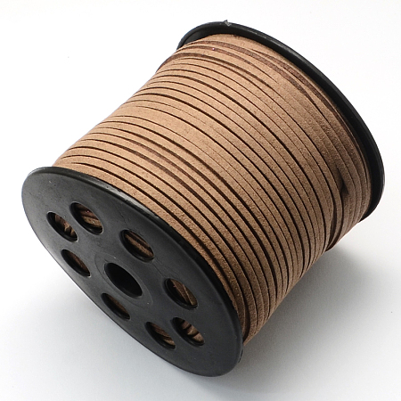ARRICRAFT 1 Roll (100 Yards, 300 Feet) Micro-Fiber Faux Leather Suede Cord String with Roll Spool, 2.7x1.4mm (Camel)