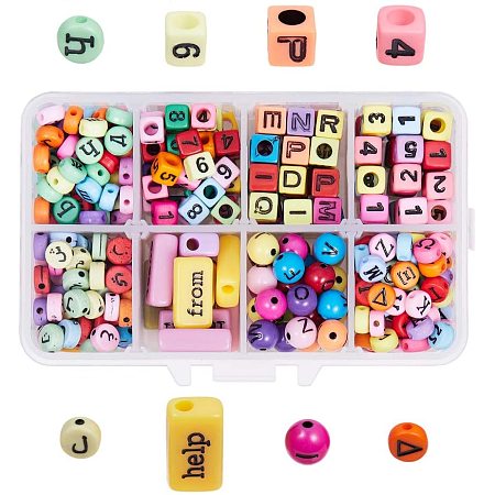 Arricraft 338pcs 8 Style Acrylic Beads Candy Color Bracelet Making Beads Kit DIY Alphabet Letter Beads for Friendship Bracelets for Jewelry Making, Necklaces, Key Chains