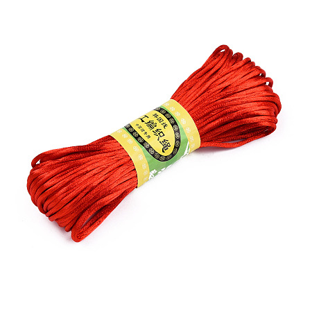 Honeyhandy Polyester Rattail Satin Cord, for Chinese Knotting, Jewelry Making, Red, 2mm, about 21.87 yards(20m)/bundle, 6bundles/bag