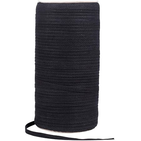 PandaHall Elite 220m/roll 7mm Wide Black Cotton Ribbon Gift Wrap Ribbon for Decorate Shoes, Pillows, Dress, Table Linens, Cards and Other DIY Crafts.