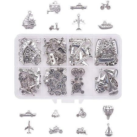 Arricraft 15 Style Vehicle Theme Charms Pendants, 60pcs Transportation Vehicle Charms Beads for Necklaces Bracelet Jewelry Making