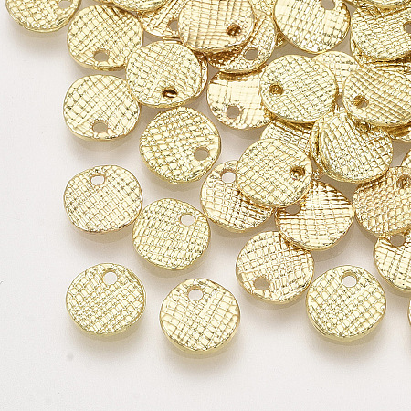 Honeyhandy Alloy Charms, Flat Round, Light Gold, 7x1.5mm, Hole: 1mm