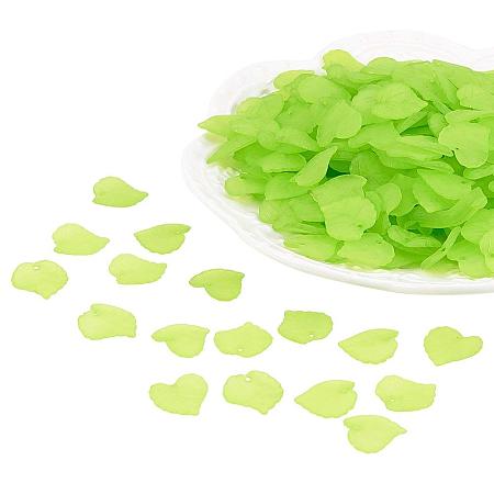 ARRICRAFT 1650Pcs Transparent Frosted Style Maple Leaf Acrylic Charms Pendants Size 16x15x2mm GreenYellow
