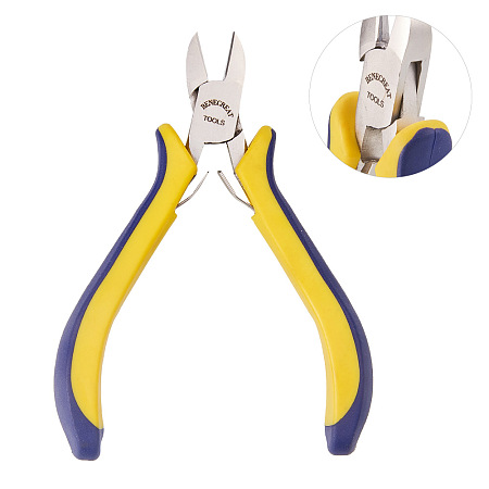 BENECREAT 4.5 Inch Side Cutting Pliers with Comfort Rubber Grip For Jewelry Making, Handcraft Making (Box Joint Construction)