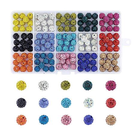 ARRICRAFT 1 Box 100 Pcs 10mm Shamballa Pave Disco Ball Clay Beads, Polymer Clay Rhinestone Beads Round Charms Jewelry Makings