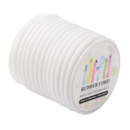 ARRICRAFT 1 Roll (about 10m) White Silicone Hollow Cord Rubber Thread 5mm for Bracelet Necklace Making with 3mm Hole