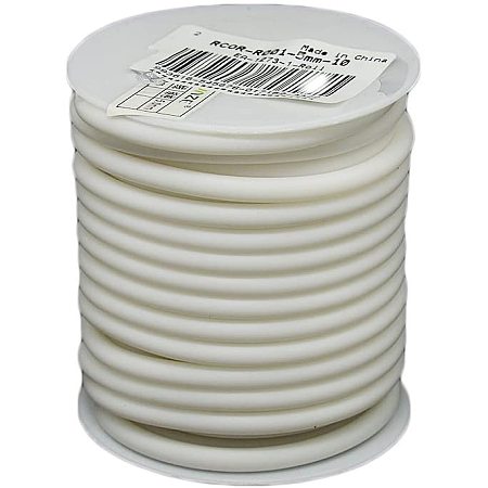 ARRICRAFT 1 Roll 10m/roll 5mm White Silicone Cord Rubber Cord for Bracelet Necklace Making with 3mm Hole, Wrapped Around White Plastic Spool