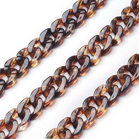 Honeyhandy Acrylic Curb Chains, Coconut Brown, Link: 13x10~10.5x2.5~3mm, about 70cm/strand, 27.56 inch