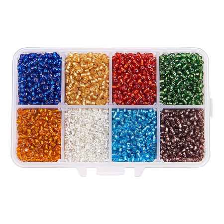 PandaHall Elite 8/0 Round Glass Seed Beads Diameter 3mm Multicolor Loose Beads for DIY Craft, about 4200pcs/box