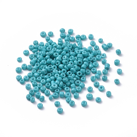 Baking Paint Glass Seed Beads, Dark Turquoise, 8/0, 3mm, Hole: 1mm, about 10000pcs/bag