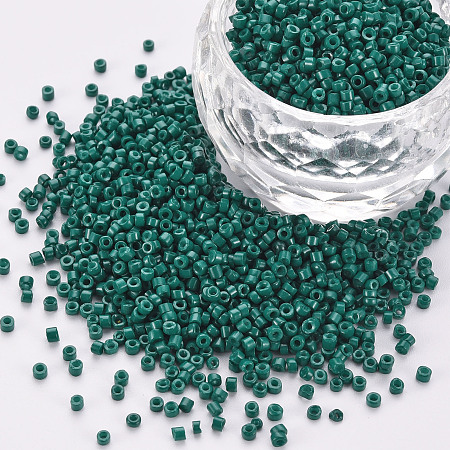 ARRICRAFT Glass Bugle Beads, Seed Beads, Baking Paint, Round Hole, Teal, 1.5~2x1~2mm, Hole: 0.8mm, about 8000pcs/bag, about 1pound/bag