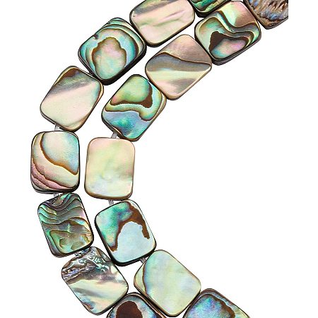 BENECREAT 20 Packs Natural Abalone Shell Rectangle Abalone Shell Pendants with Storage Containers for DIY Jewelry Making, 10x8mm