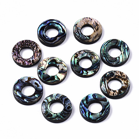 Honeyhandy Natural Abalone Shell/Paua Shell Beads, Donut, Colorful, 18.5x3.5mm, Hole: 1mm