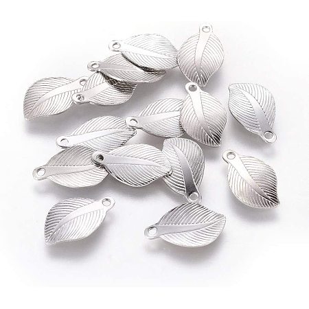 UNICRAFTALE About 100pcs Stainless Steel Pendants Leaf Shape Charm Small Hole Pendants for DIY Necklace Bracelet Jewelry Making 13.8x8x0.7mm; Hole 1mm