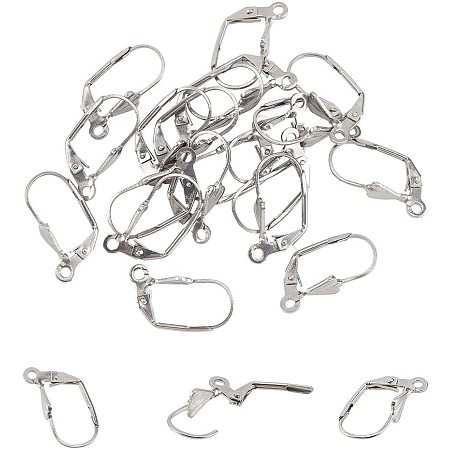 UNICRAFTALE 20pcs Stainless Steel Leverback Earring Findings Silver Tones Earring Components with Small Loop Earrings for Women Men Earrings DIY Jewelry Making 19x9.5mm, Hole 2mm