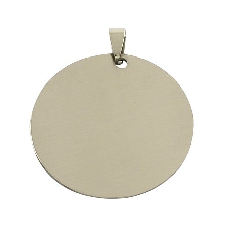 NBEADS 50pcs 201 Stainless Steel Blank Stamping Tags with Snap on Bails Flat Round Charm Pendants 42x42mm for Bracelet Earring Necklace Pendant Charms