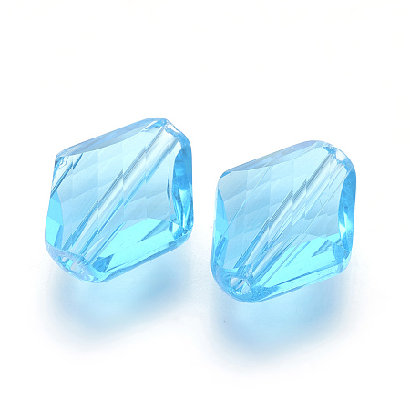Honeyhandy Imitation Austrian Crystal Beads, Grade AAA, Faceted, Rhombus, Light Sky Blue, 14~14.5x12x5~7mm, Hole: 0.9~1mm