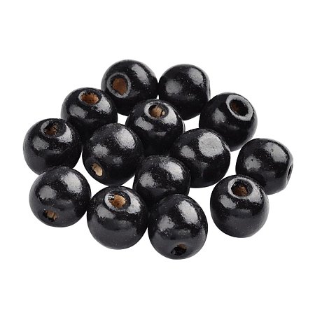 NBEADS Round Dyed Wood Beads Lead Free Black for Jewelry Making 1200pcs 1000g
